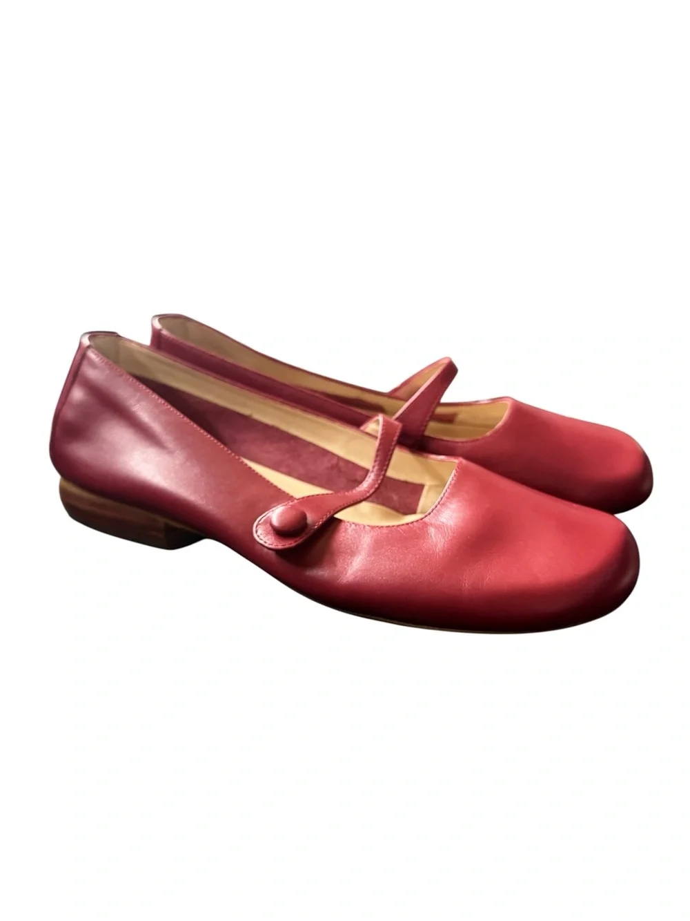 90s Anne Klein Classic Red Leather Mary Jane Flats